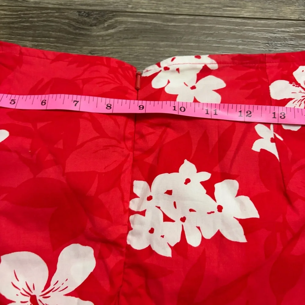 Y2K Vintage Hawaiian Hibiscus Cotton Wrap Mini Skort Skirt Red/White 12